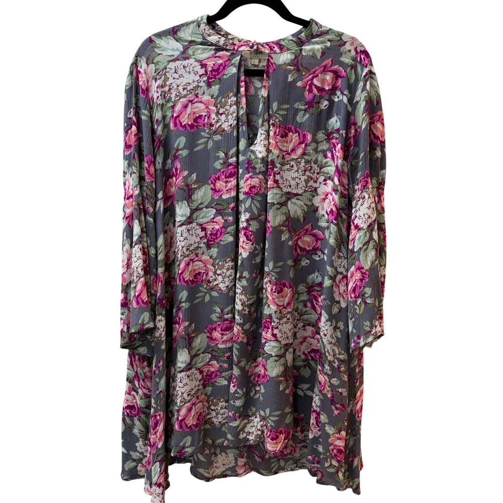 UMGEE Tunic Women LARGE Mini Dress Floral Bohemian Cottagecore Spring Party - Picture 2 of 10